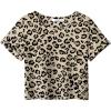 Arshiner Girls Crop Tops Short Sleeve Tie Dye Summer T Shirt Crewneck Rolled Cuffs Fashion Shirts Tee(Leopard)