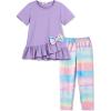 Arshiner Toddler Girl Clothes Summer 2 Piece Outfits Ruffle Hem Short Sleeve Top and Printed Leggings Kids Clothing Sets(Tie Dye)
