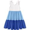 Arshiner Toddler Girl Summer Dress Little Girls Casual Beach Party Bowknot Sling Sundress with Pocket 1-7t(White&blue&blue)