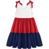 Arshiner Toddler Girl Summer Dress Little Girls Casual Beach Party Bowknot Sling Sundress with Pocket 1-7t(White&red&blue)