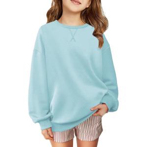 Arshiner Girls Oversized Striped Crewneck Sweatshirt Long Sleeve Color Block Pullover Tops Fall Casual Clothes(Blue)