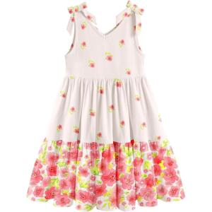 Arshiner Toddler Girl Summer Dress Little Girls Casual Beach Party Bowknot Sling Sundress with Pocket 1-7t(Pink Floral)
