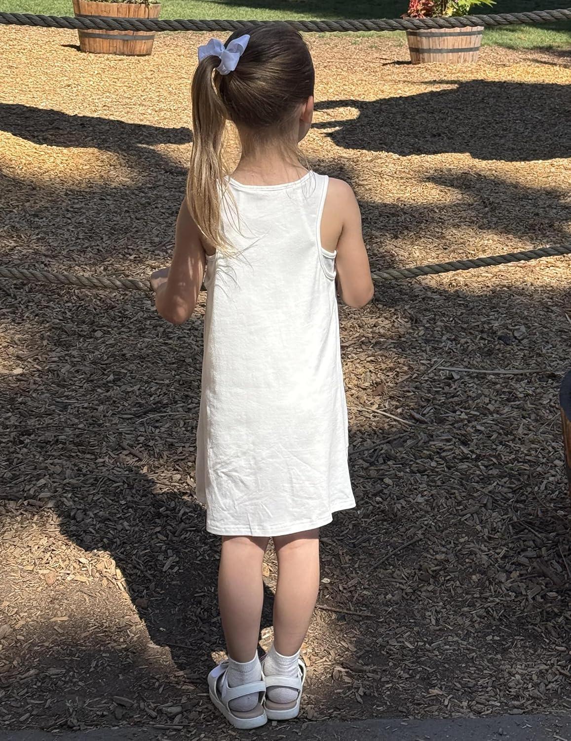 image:imageArshiner Girls Dresses Summer Casual Kids Adjustable Straps Athletic Romper Dress with Shorts and PocketsWhite