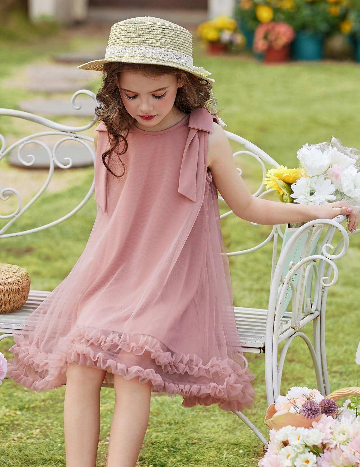 image:imageArshiner Toddler Girl Tulle Dress Baby Girl Tutu Birthday Party Princess Dresses Tiered High Low Summer Sundress for 28YDusty Pink