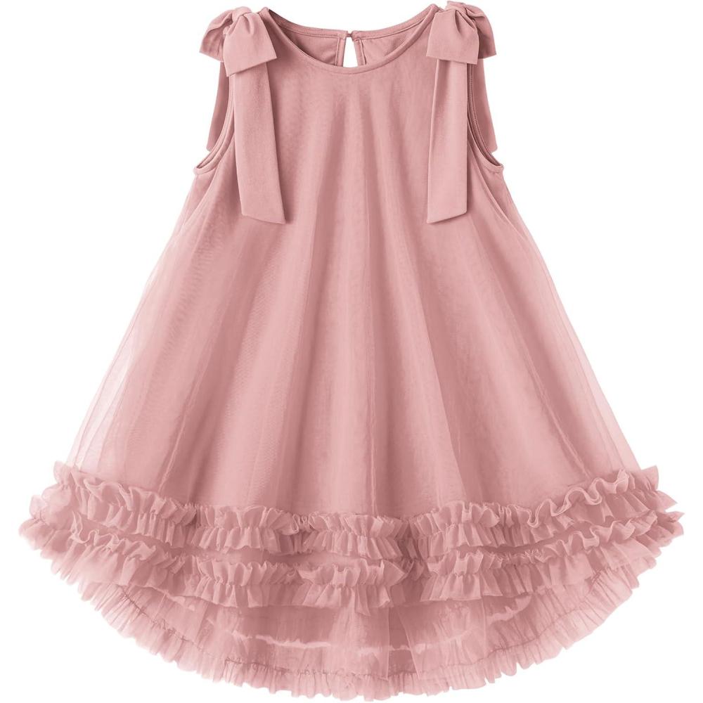 image:imageArshiner Toddler Girl Tulle Dress Baby Girl Tutu Birthday Party Princess Dresses Tiered High Low Summer Sundress for 28YDusty Pink