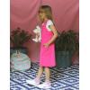 Arshiner Girls Dresses Summer Casual Kids Adjustable Straps Athletic Romper Dress with Shorts and Pockets(Hot Pink)