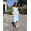 Arshiner Girls Dresses Summer Casual Kids Adjustable Straps Athletic Romper Dress with Shorts and Pockets(Light Blue)