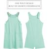 Arshiner Girls Dresses Summer Casual Kids Adjustable Straps Athletic Romper Dress with Shorts and Pockets(Mint Green)