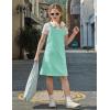 Arshiner Girls Dresses Summer Casual Kids Adjustable Straps Athletic Romper Dress with Shorts and Pockets(Mint Green)