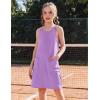 Arshiner Girls Dresses Summer Casual Kids Adjustable Straps Athletic Romper Dress with Shorts and Pockets(Purple)