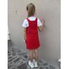 Arshiner Girls Dresses Summer Casual Kids Adjustable Straps Athletic Romper Dress with Shorts and Pockets(Red)