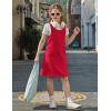 Arshiner Girls Dresses Summer Casual Kids Adjustable Straps Athletic Romper Dress with Shorts and Pockets(Red)