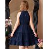Arshiner Girls Halter Neck Sleeveless Dress Casual Flowy Smocked Cute Summer Dress(A Navy Blue)
