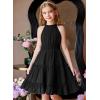 Arshiner Girls Halter Neck Sleeveless Dress Casual Flowy Smocked Cute Summer Dress(Black)