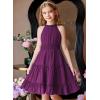 Arshiner Girls Halter Neck Sleeveless Dress Casual Flowy Smocked Cute Summer Dress(Dark Purple)