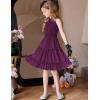 Arshiner Girls Halter Neck Sleeveless Dress Casual Flowy Smocked Cute Summer Dress(Dark Purple)