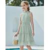 Arshiner Girls Halter Neck Sleeveless Dress Casual Flowy Smocked Cute Summer Dress(Light Green)