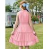 Arshiner Girls Halter Neck Sleeveless Dress Casual Flowy Smocked Cute Summer Dress(Light Pink)