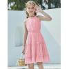 Arshiner Girls Halter Neck Sleeveless Dress Casual Flowy Smocked Cute Summer Dress(Light Pink)