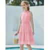 Arshiner Girls Halter Neck Sleeveless Dress Casual Flowy Smocked Cute Summer Dress(Light Pink)