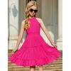Arshiner Girls Halter Neck Sleeveless Dress Casual Flowy Smocked Cute Summer Dress(Rose Red)