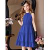 Arshiner Girls Halter Neck Sleeveless Dress Casual Flowy Smocked Cute Summer Dress(Royal Blue)