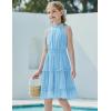 Arshiner Girls Halter Neck Sleeveless Dress Casual Flowy Smocked Cute Summer Dress(Sky Blue)