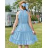 Arshiner Girls Halter Neck Sleeveless Dress Casual Flowy Smocked Cute Summer Dress(Sky Blue)