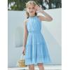 Arshiner Girls Halter Neck Sleeveless Dress Casual Flowy Smocked Cute Summer Dress(Sky Blue)