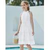 Arshiner Girls Halter Neck Sleeveless Dress Casual Flowy Smocked Cute Summer Dress(White)