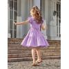 Arshiner Toddler Cotton Linen Dress Summer Casual Party Double-Ruffle Sleeves Dresses 2-6Y(Lavender)