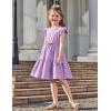 Arshiner Toddler Cotton Linen Dress Summer Casual Party Double-Ruffle Sleeves Dresses 2-6Y(Lavender)