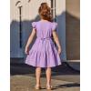 Arshiner Toddler Cotton Linen Dress Summer Casual Party Double-Ruffle Sleeves Dresses 2-6Y(Lavender)