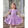 Arshiner Toddler Cotton Linen Dress Summer Casual Party Double-Ruffle Sleeves Dresses 2-6Y(Lavender)