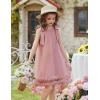 Arshiner Toddler Girl Tulle Dress Baby Girl Tutu Birthday Party Princess Dresses Tiered High Low Summer Sundress for 2-8Y(Dusty Pink)