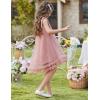 Arshiner Toddler Girl Tulle Dress Baby Girl Tutu Birthday Party Princess Dresses Tiered High Low Summer Sundress for 2-8Y(Dusty Pink)