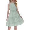 Arshiner Girls Halter Neck Sleeveless Dress Casual Flowy Smocked Cute Summer Dress(Light Green)