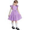 Arshiner Toddler Cotton Linen Dress Summer Casual Party Double-Ruffle Sleeves Dresses 2-6Y(Lavender)