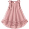 Arshiner Toddler Girl Tulle Dress Baby Girl Tutu Birthday Party Princess Dresses Tiered High Low Summer Sundress for 2-8Y(Dusty Pink)