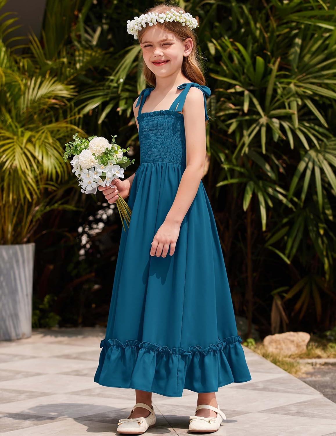 image:imageArshiner Girls Summer Dress Boho Beach Casual Smocked Maxi DressesDark Blue