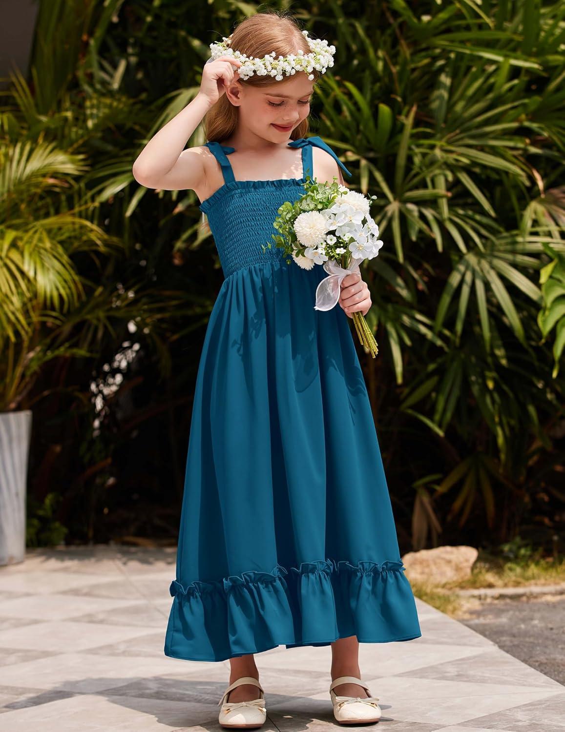 image:imageArshiner Girls Summer Dress Boho Beach Casual Smocked Maxi DressesDark Blue