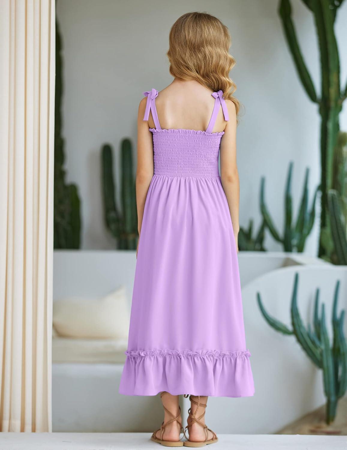 image:imageArshiner Girls Summer Dress Boho Beach Casual Smocked Maxi DressesPurple