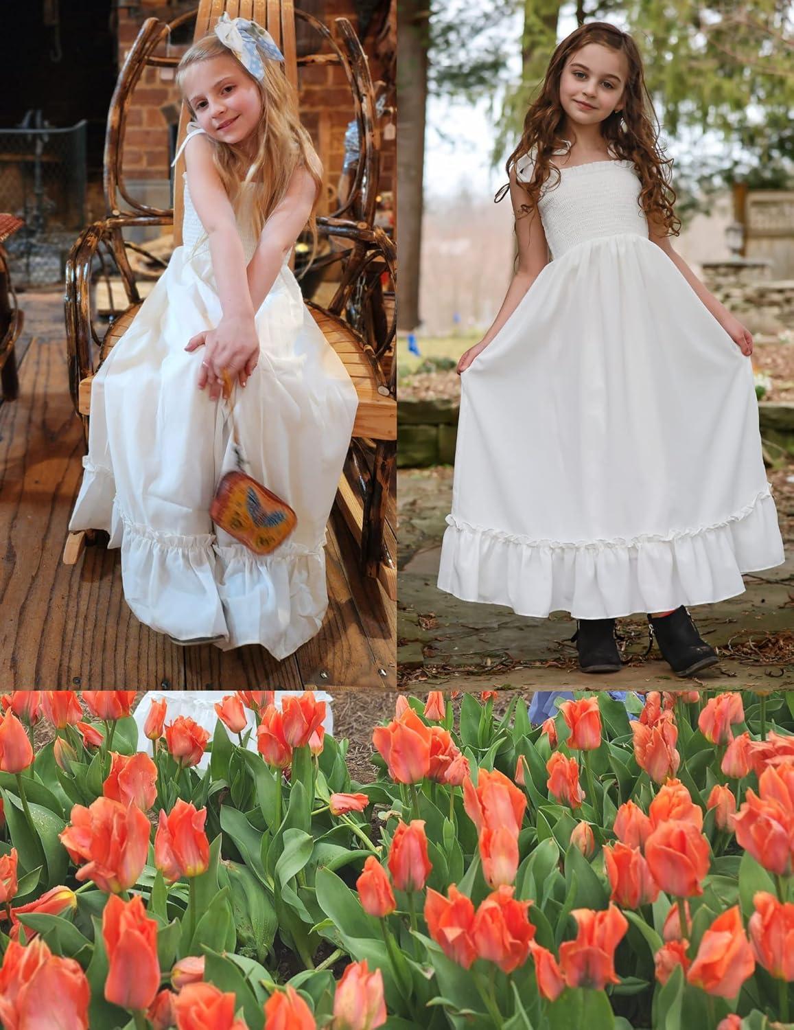 image:imageArshiner Girls Summer Dress Boho Beach Casual Smocked Maxi DressesWhite