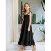 Arshiner Girls Summer Dress Boho Beach Casual Smocked Maxi Dresses(Black)