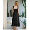 Arshiner Girls Summer Dress Boho Beach Casual Smocked Maxi Dresses(Black)