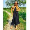 Arshiner Girls Summer Dress Boho Beach Casual Smocked Maxi Dresses(Black)