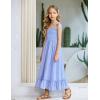 Arshiner Girls Summer Dress Boho Beach Casual Smocked Maxi Dresses(Blue)