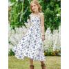 Arshiner Girls Summer Dress Boho Beach Casual Smocked Maxi Dresses(Blue Floral Pattern)