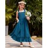 Arshiner Girls Summer Dress Boho Beach Casual Smocked Maxi Dresses(Dark Blue)