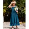 Arshiner Girls Summer Dress Boho Beach Casual Smocked Maxi Dresses(Dark Blue)